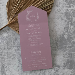 Invitación Todo En Uno Hoja mínima Boda Mauve