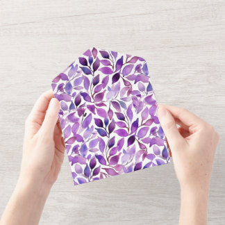 Invitación Todo En Uno Hojas Purpura