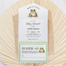 Invitación Todo En Uno Hop On Over Frog Baby Shower