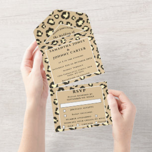 Invitación Todo En Uno Huella leopardo Cheetah Brown Safari Animal Boda