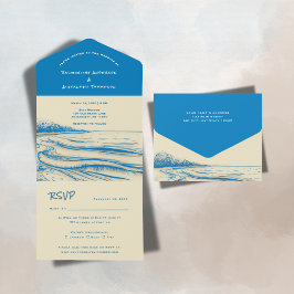 Invitación Todo En Uno Illustrated Coastal Granddaughter Wedding