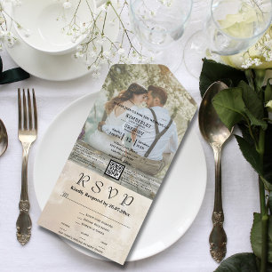 Invitación Todo En Uno Imagen de gran foto de crema dorada texturizada