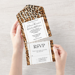 Invitación Todo En Uno Impresión de animales de leopardo blanco negro mar