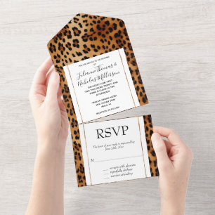 Invitación Todo En Uno Impresión de animales de leopardo negro marrón