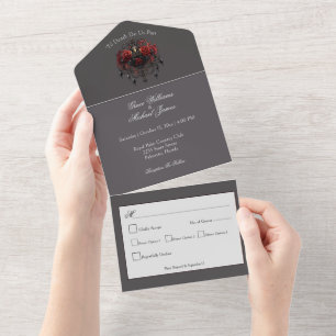Invitación Todo En Uno Intrincada lámpara gótica negra todo en uno