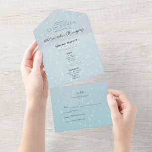Invitación Todo En Uno Invierno azul helado en París