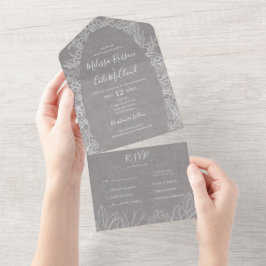 Invitación Todo En Uno Invierno ruso | Sello gris y envío