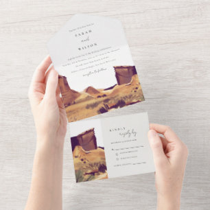 Invitación Todo En Uno Invitación a bodas de bodas en el desierto de Boho