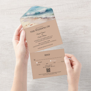 Invitación Todo En Uno Invitación a la boda acuática en la playa