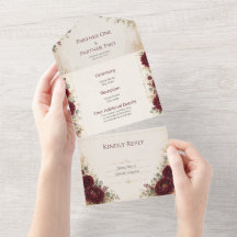 Invitación de boda botánica de lujo en borgoña