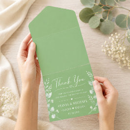 Invitación Todo En Uno Invitación de boda de lujo en verde salvia