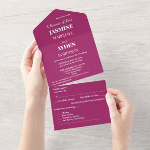 Invitación Todo En Uno Invitación de matrimonio en bloque de color - Mage