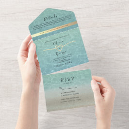 Invitación Todo En Uno Invitación Minimalista Moderna de Boda en la Playa