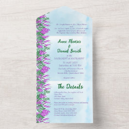 Invitación Todo En Uno Jacaranda Sky Blue All in One Wedding Invitado