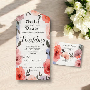 Invitación Todo En Uno Jardín Botánico Elegante Boda Floral Acuarela
