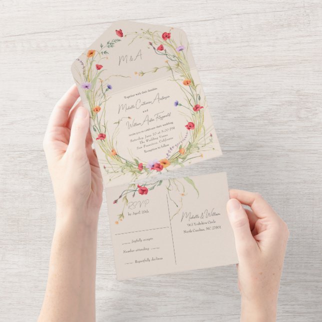 Invitación Todo En Uno Jardín botánico elegante de flores silvestres (desgarro)