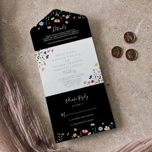 Invitación Todo En Uno Jardín Colorido Bodas de Flores Silvestres    