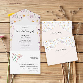 Invitación Todo En Uno Jardín de Hadas Country Blush