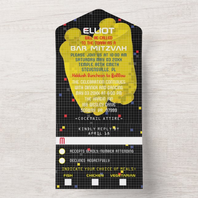 Invitación Todo En Uno Juego de Bar Bat Mitzvah On (Interior)
