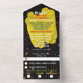 Invitación Todo En Uno Juego de Bar o Bat Mitzvah BM
