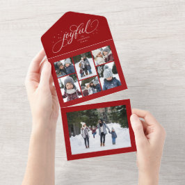 Invitación Todo En Uno Jugoso collage elegantes Navidades rojos vacacione