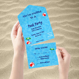 Invitación Todo En Uno Juguetes de playa Fiesta de piscina editables todo