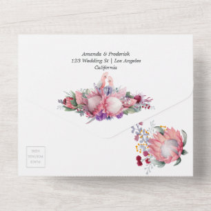 Invitación Todo En Uno King Protea florece Boho Boda