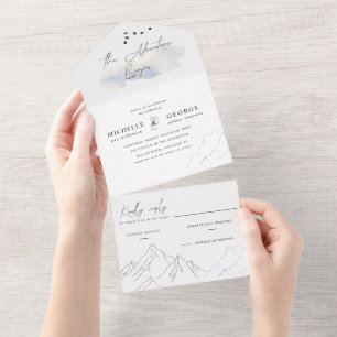 Invitación Todo En Uno la aventura comienza boda (no se necesita ENV)