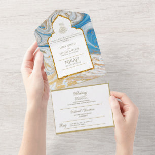 Invitación Todo En Uno La boda islámica azul LeahG invita a Nikah