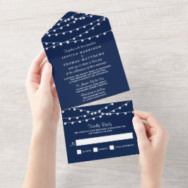 Invitación Todo En Uno La Cadena Se Ilumina Sobre La Colección Boda Azul
