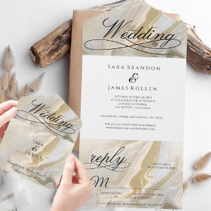Invitación Todo En Uno La caligrafía romántica del Boho El Boda