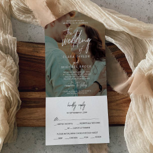 Invitación Todo En Uno La Caprichosa Foto De Caligrafía Superpone Al Boda