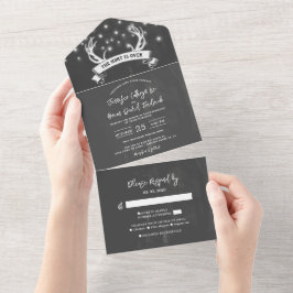Invitación Todo En Uno "La caza ha terminado" Rústica Boda de la luz de l