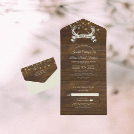 Invitación Todo En Uno "La caza ha terminado" Rústica Boda de la luz de l