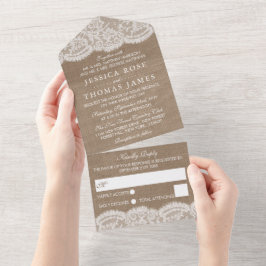 Invitación Todo En Uno La colección de Bodas Burlap & Lace