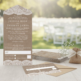Invitación Todo En Uno La Colección de Bodas Burlap & Lace