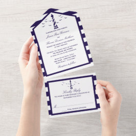 Invitación Todo En Uno La colección de Bodas del faro náutico