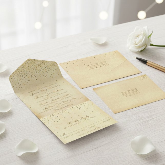Invitación Todo En Uno La colección de Bodas Glam Gold Confetti (Subido por el creador)