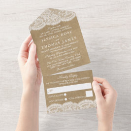 Invitación Todo En Uno La colección de Bodas Kraft & Lace
