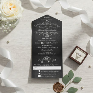 Invitación Todo En Uno La colección de Bodas Ornate Chalkboard