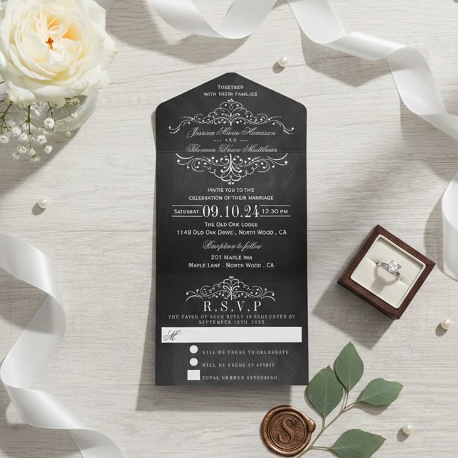 Invitación Todo En Uno La colección de Bodas Ornate Chalkboard (Subido por el creador)