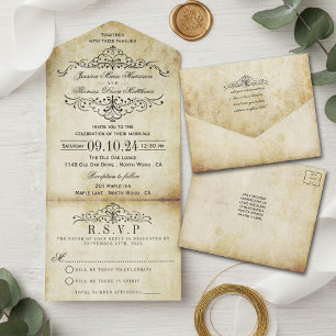 Invitación Todo En Uno La colección Ornate Flourish Vintage Wedding