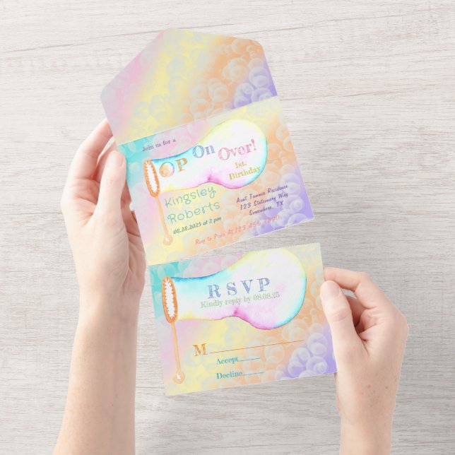 Invitación Todo En Uno La fiesta de cumpleaños de los niños de las burbuj (desgarro)