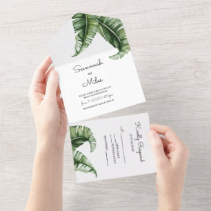 Invitación Todo En Uno La hoja de plátano de mediados del siglo 2014 en u