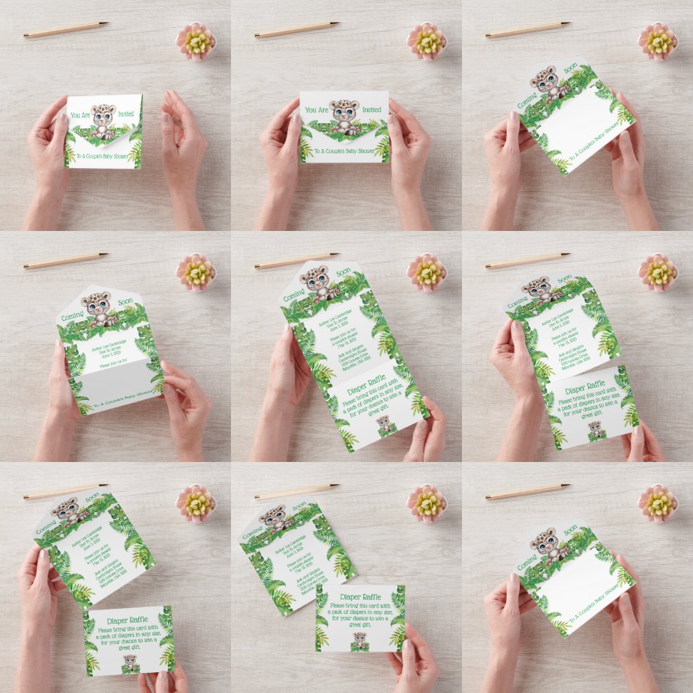 Invitación Todo En Uno La Jungla Safari Baby Shower Todo En Una Invitació