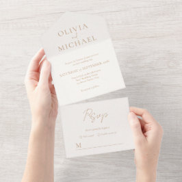 Invitación Todo En Uno La marfil simple y el Boda moderno tan simple