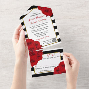 Invitación Todo En Uno La moderna colección de Bodas de lujo Moda - Roses