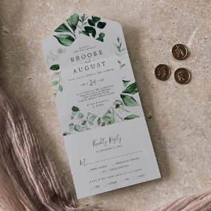 Invitación Todo En Uno La vegetación esmeralda   Boda gris