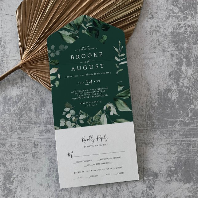 Invitación Todo En Uno La vegetación esmeralda | Boda verde (Subido por el creador)