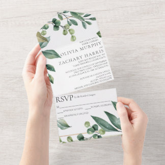 Invitación Todo En Uno La vegetación moderna en una sola boda